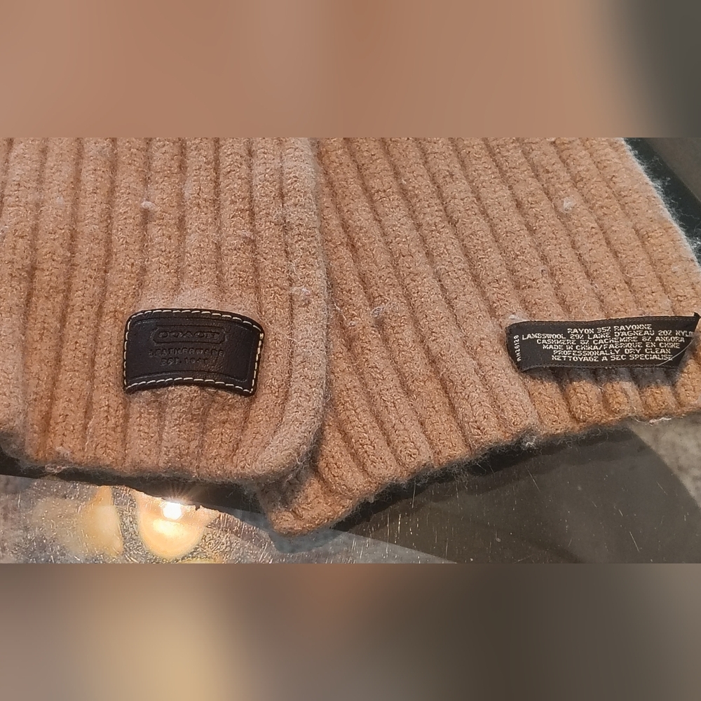 Coach Tan Ribbed Knit Scarf - Picture 4 of 5